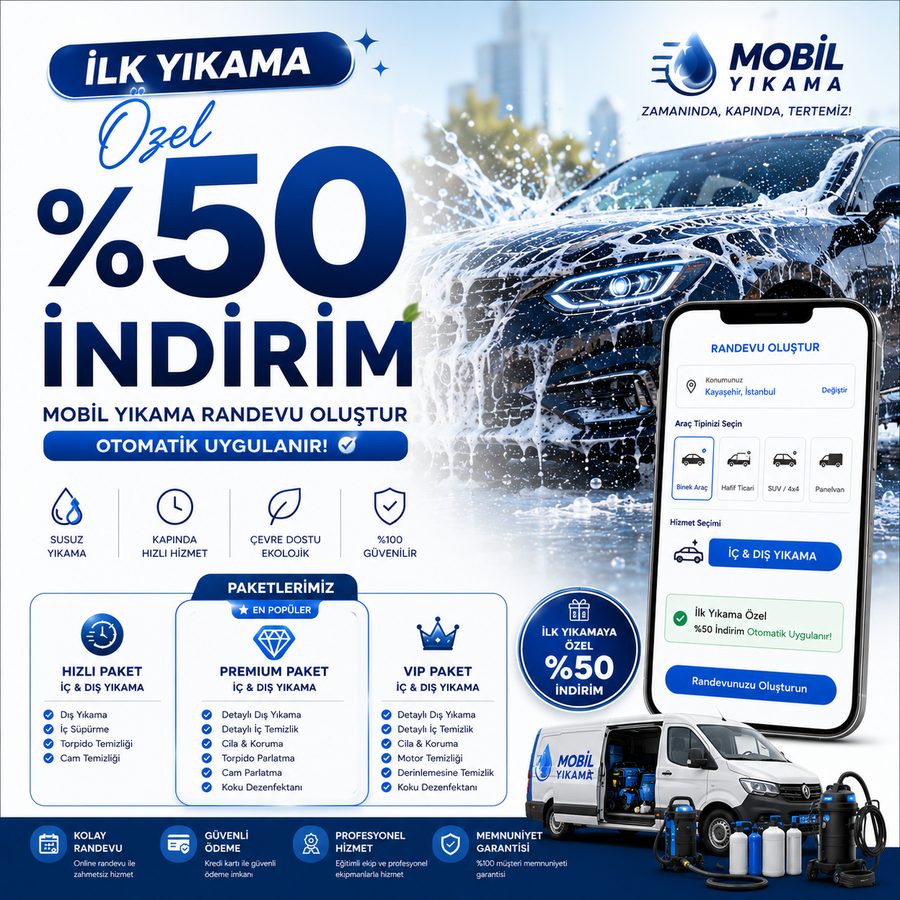 İlk yıkamaya özel yüzde 50 indirim kampanyası